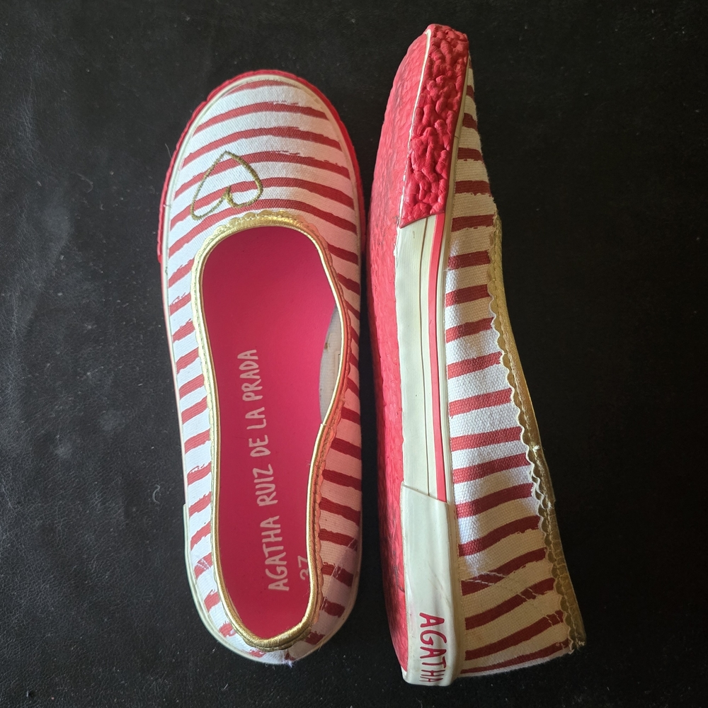Agatha Ruiz De La Prada Red and White Striped Flats